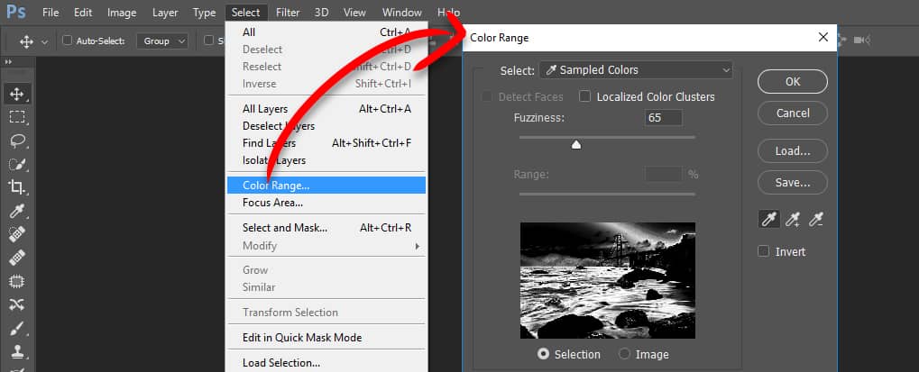 photoshop 101 color range feature