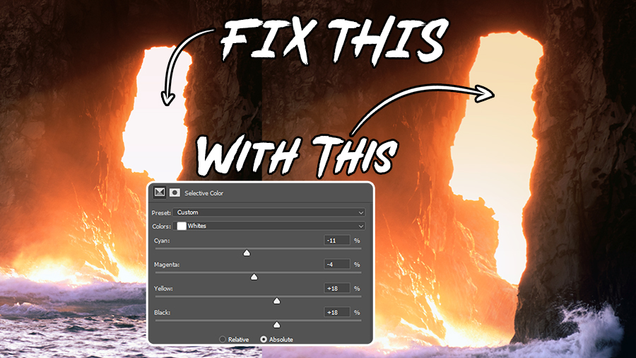 Fix Landscape Highlight Blowouts with Selective Color in Photoshop