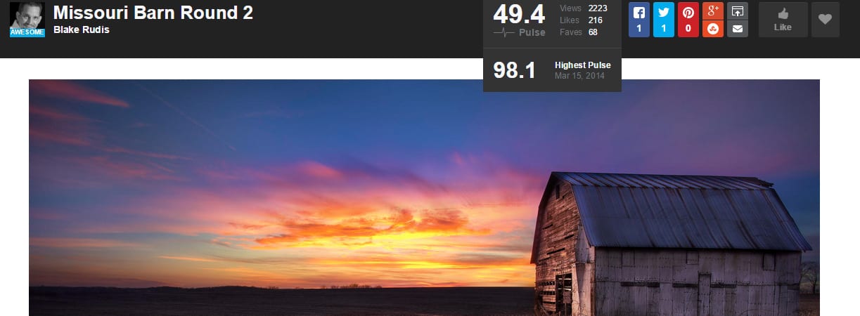An example of a Photo's Pulse on 500px