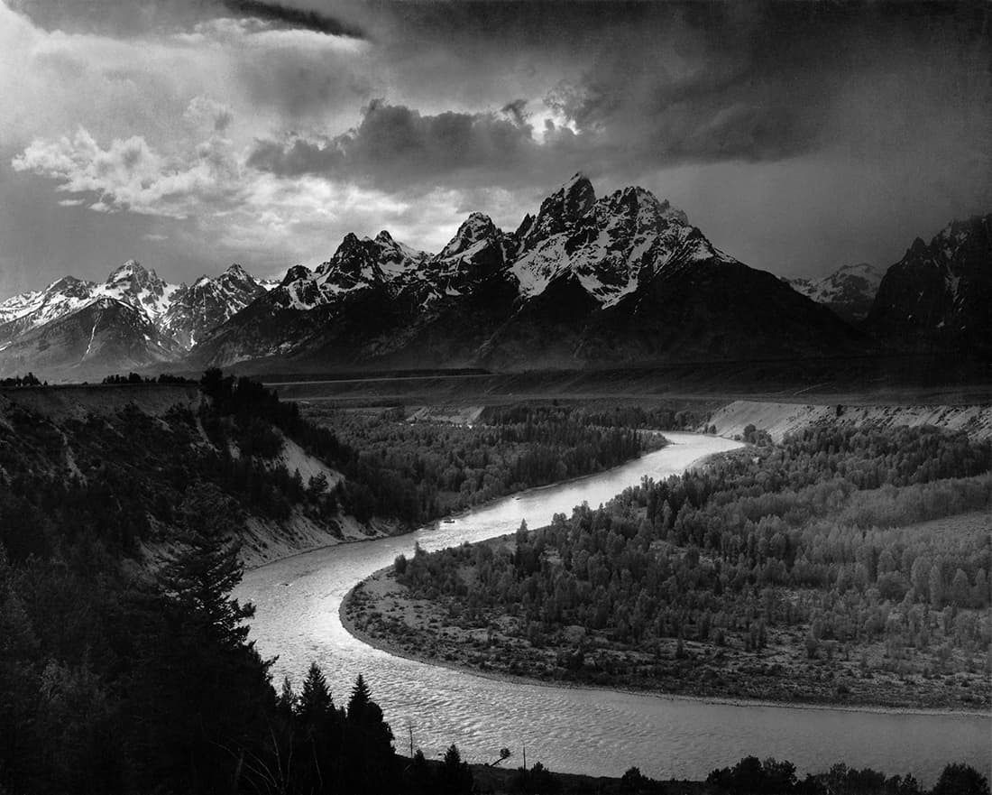 "Adams The Tetons and the Snake River" by Ansel Adams - http://www.archives.gov/media_desk/press_kits/picturing_the_century_photo_gallery/tetons_snake_river.jpg (hi-res)This media is available in the holdings of the National Archives and Records Administration, cataloged under the ARC Identifier (National Archives Identifier) 519904.This tag does not indicate the copyright status of the attached work. A normal copyright tag is still required. See Commons:Licensing for more information.English | Español | Français | Italiano | Македонски | മലയാളം | Nederlands | Polski | Português | Русский | Slovenščina | Türkçe | Tiếng Việt | 中文（简体） | 中文（繁體） | +/−. Licensed under Public Domain via Wikimedia Commons - http://commons.wikimedia.org/wiki/File:Adams_The_Tetons_and_the_Snake_River.jpg#/media/File:Adams_The_Tetons_and_the_Snake_River.jpg