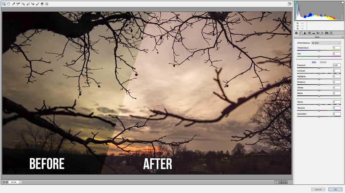edit videos in adobe camera raw before and after